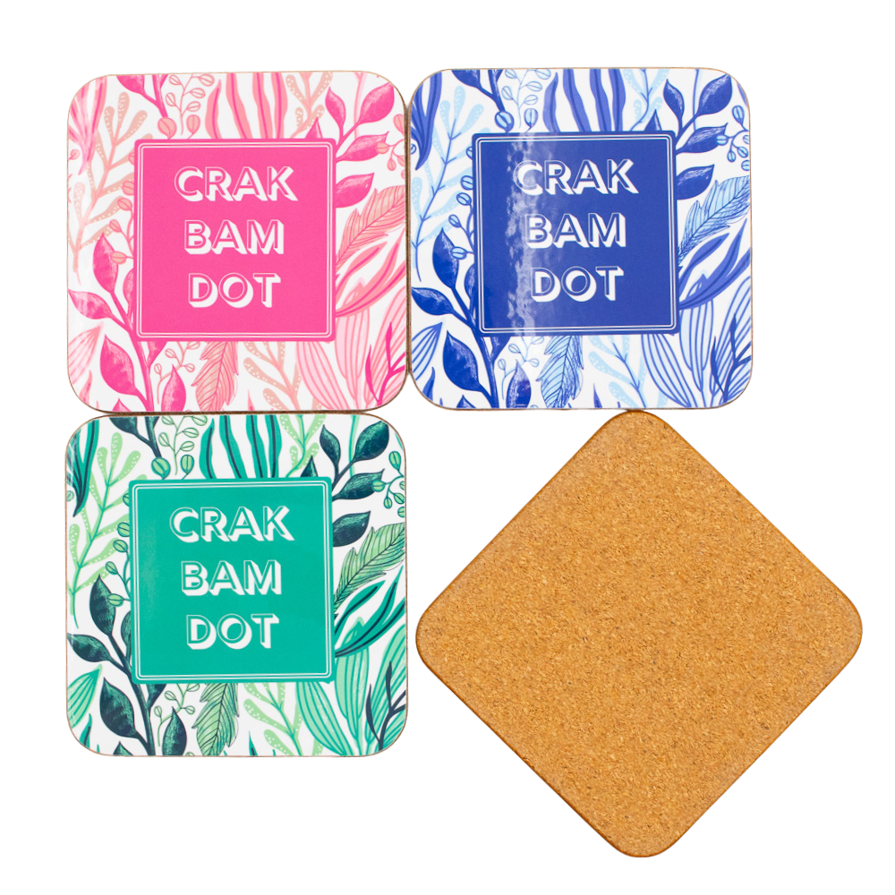 Mahjong Coasters, Set of 4 | Gift or Prize | Green, Pink, Blue, Yellow