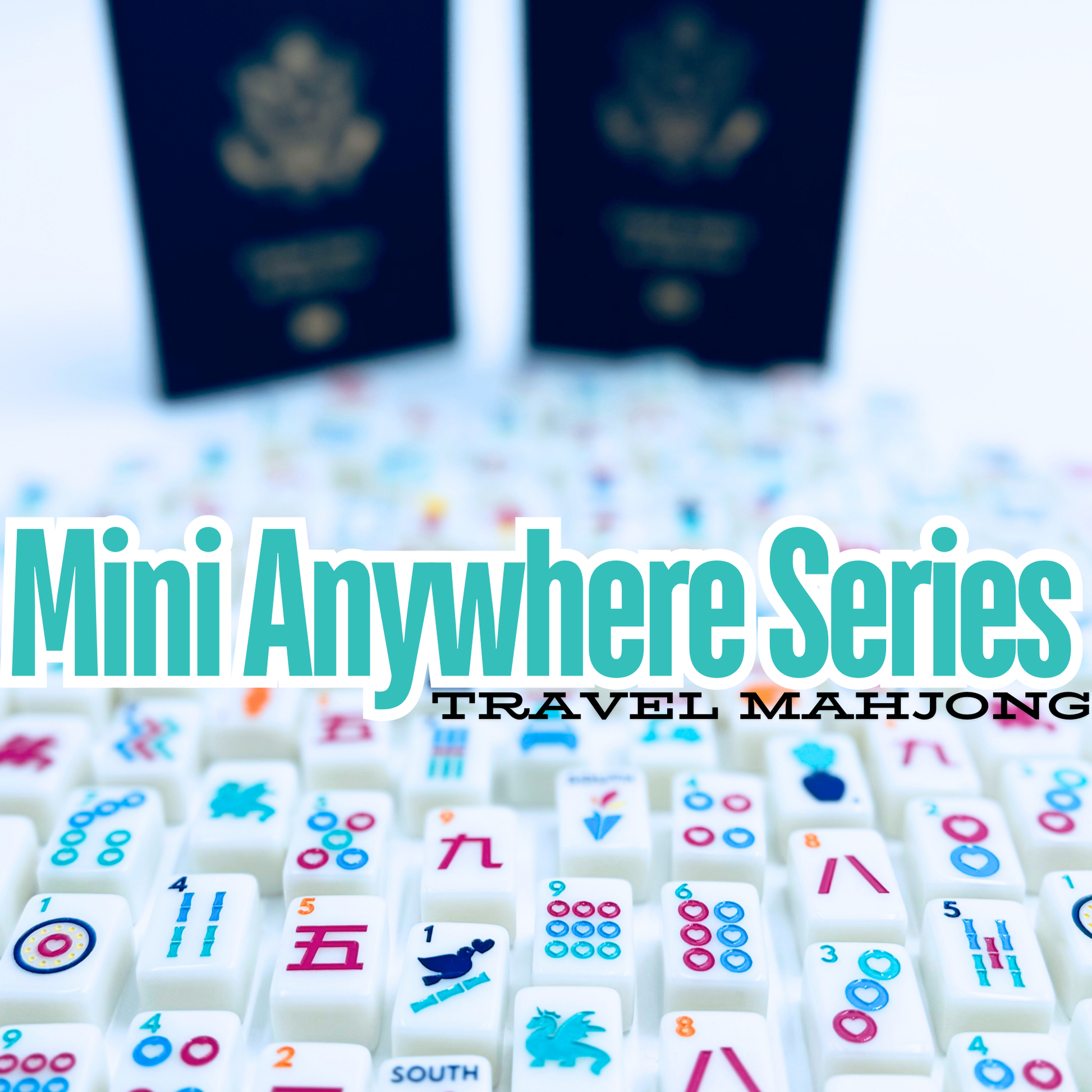 Mini Anywhere Series Mahjong Tiles for Travel MahJongg with Blue Bag Pink Box Green Tassel modern Tiny Tile set