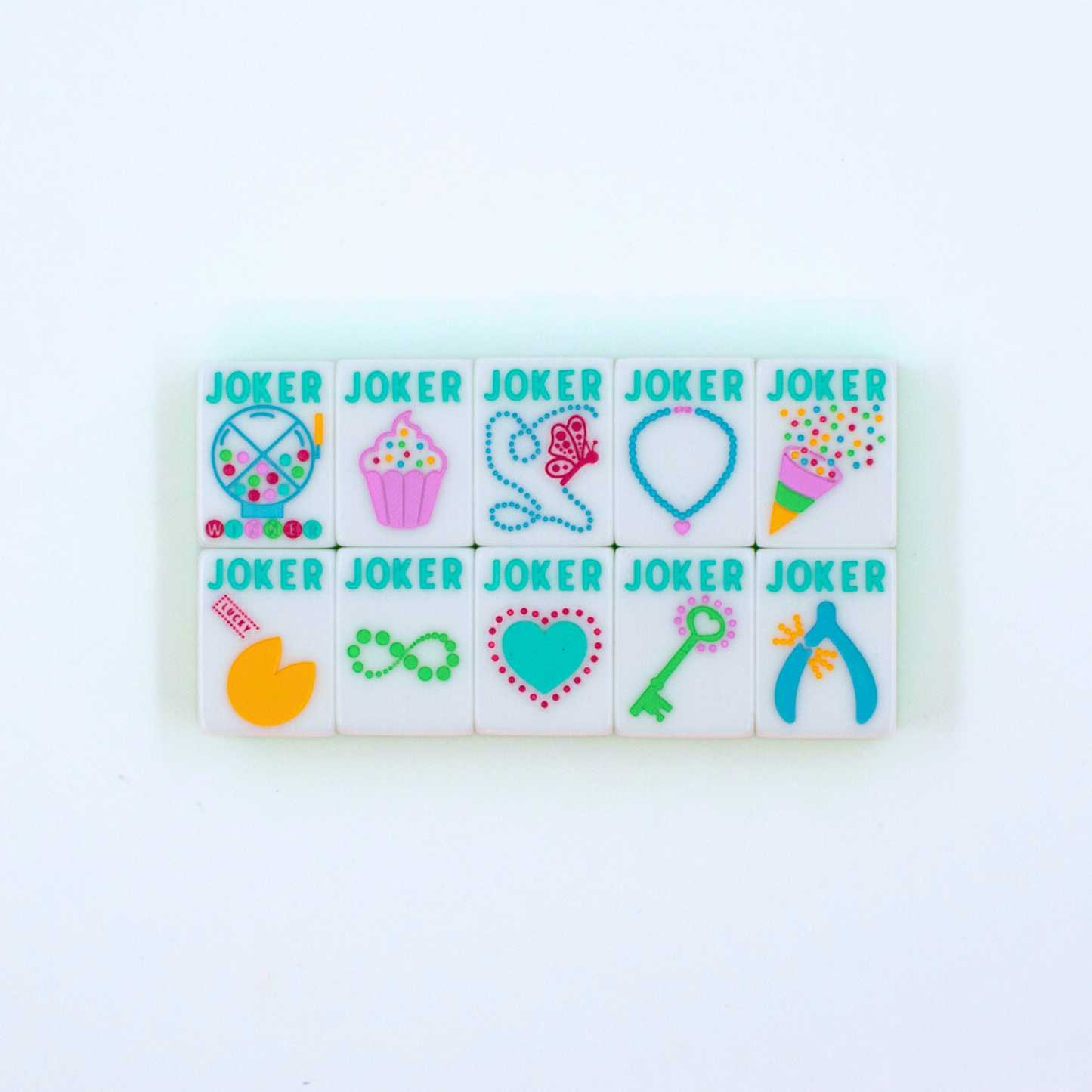 Crystal Confetti Citrus Green | Mahjong with a Sprinkle of Color and Joy | Clear Top with Colorful Pattern and Layers