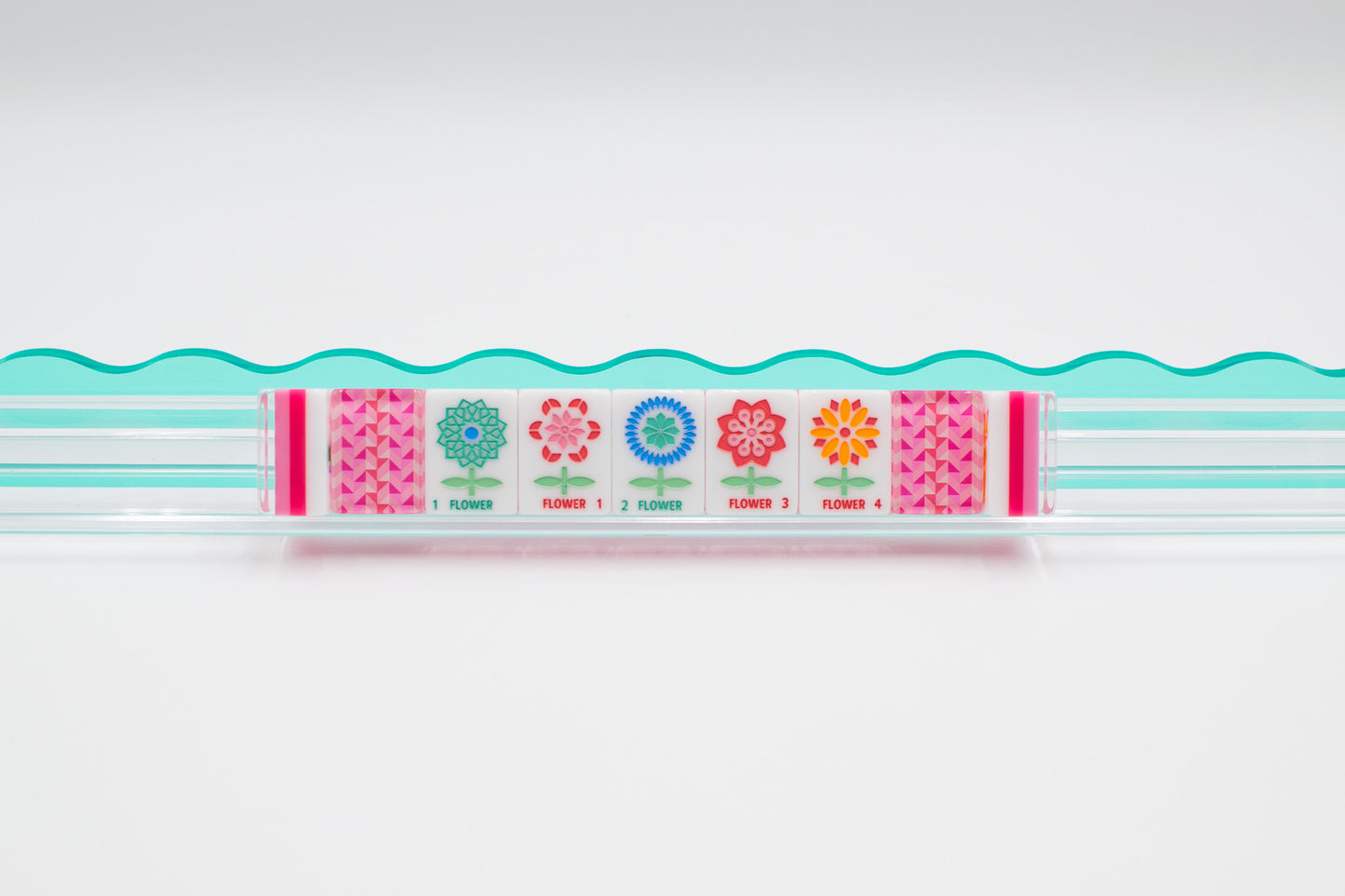 Crystal Prism Pink | Mahjong with Bold Angles and Vibrant Vibes | Clear Top with Colorful Pattern and Layers