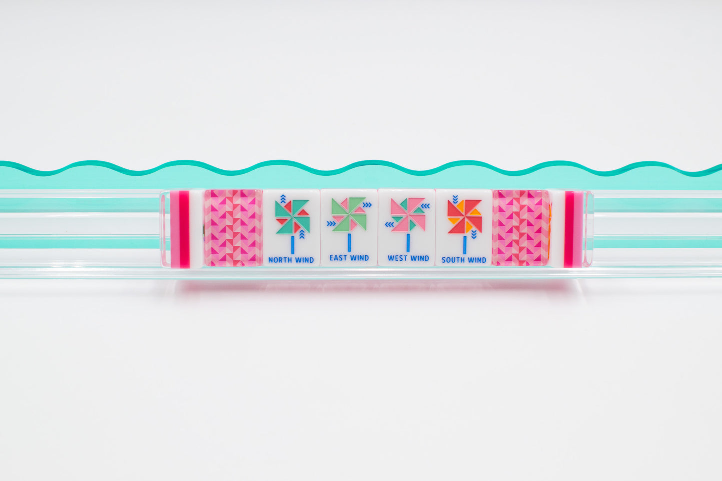Crystal Prism Pink | Mahjong with Bold Angles and Vibrant Vibes | Clear Top with Colorful Pattern and Layers