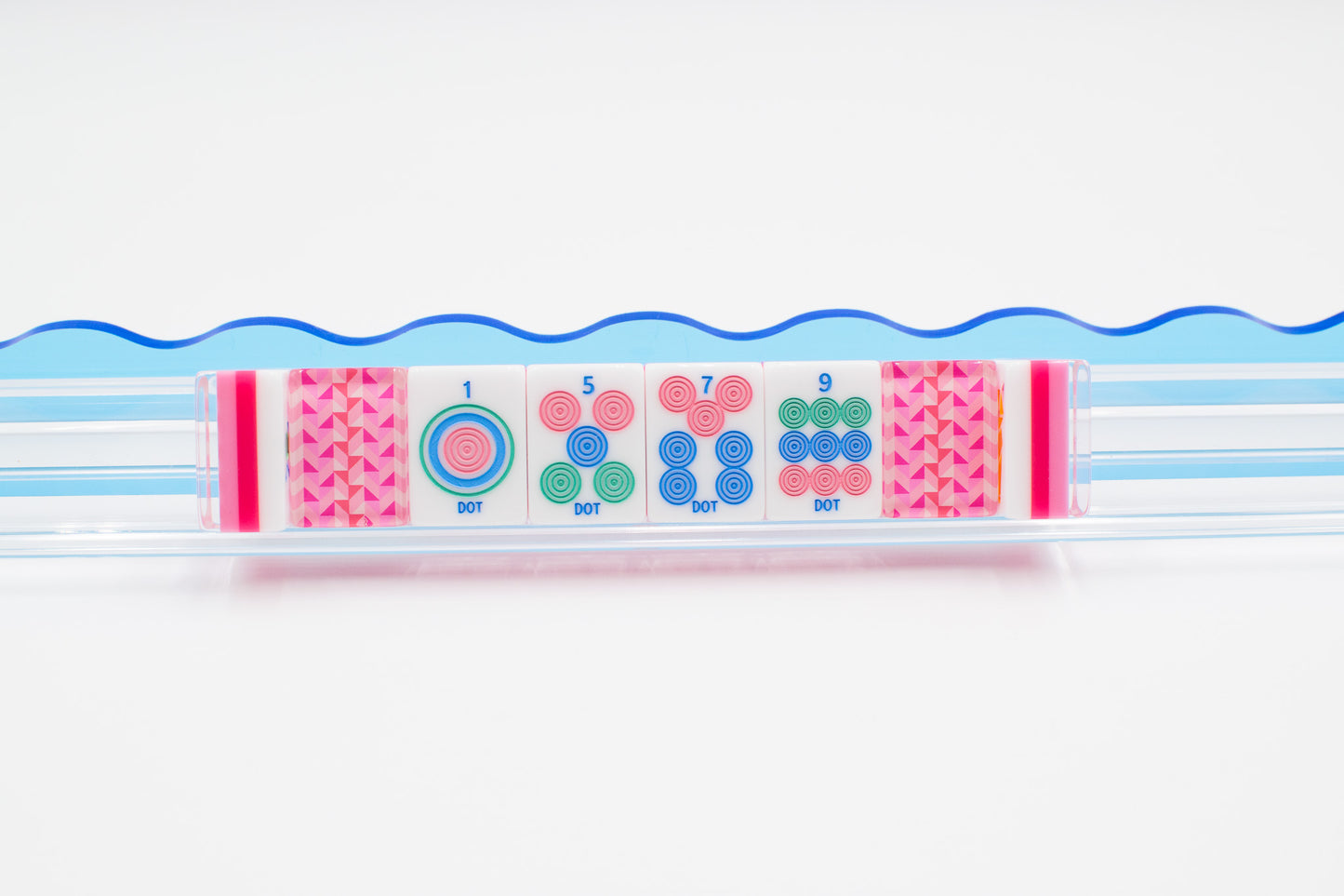 Crystal Prism Pink | Mahjong with Bold Angles and Vibrant Vibes | Clear Top with Colorful Pattern and Layers