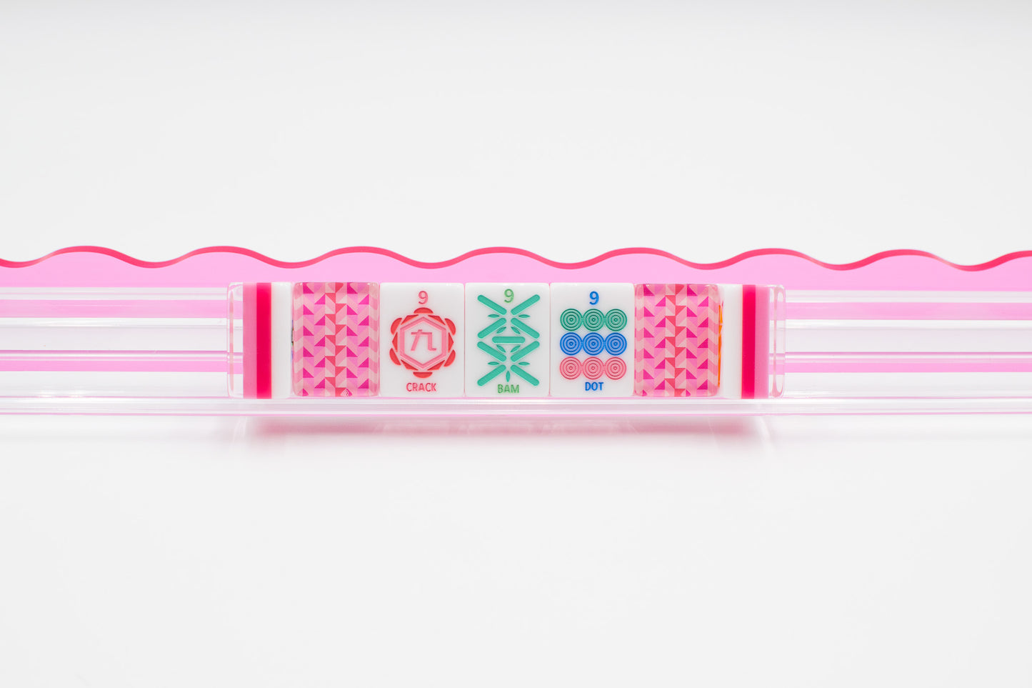 Crystal Prism Pink | Mahjong with Bold Angles and Vibrant Vibes | Clear Top with Colorful Pattern and Layers