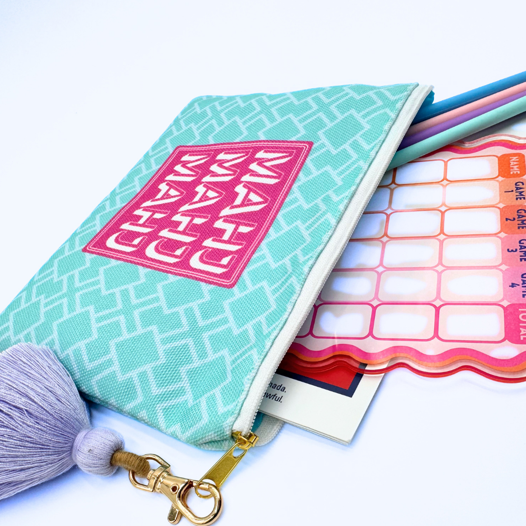 Mahjong Card & Accessory Bag | Fits Oversized League Cards & Mini 20mm Mahjong Tile Sets