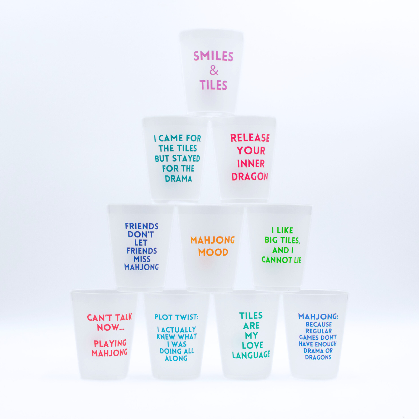 Mahjong Frosted Cups | 10 Different Designs in Every Pack