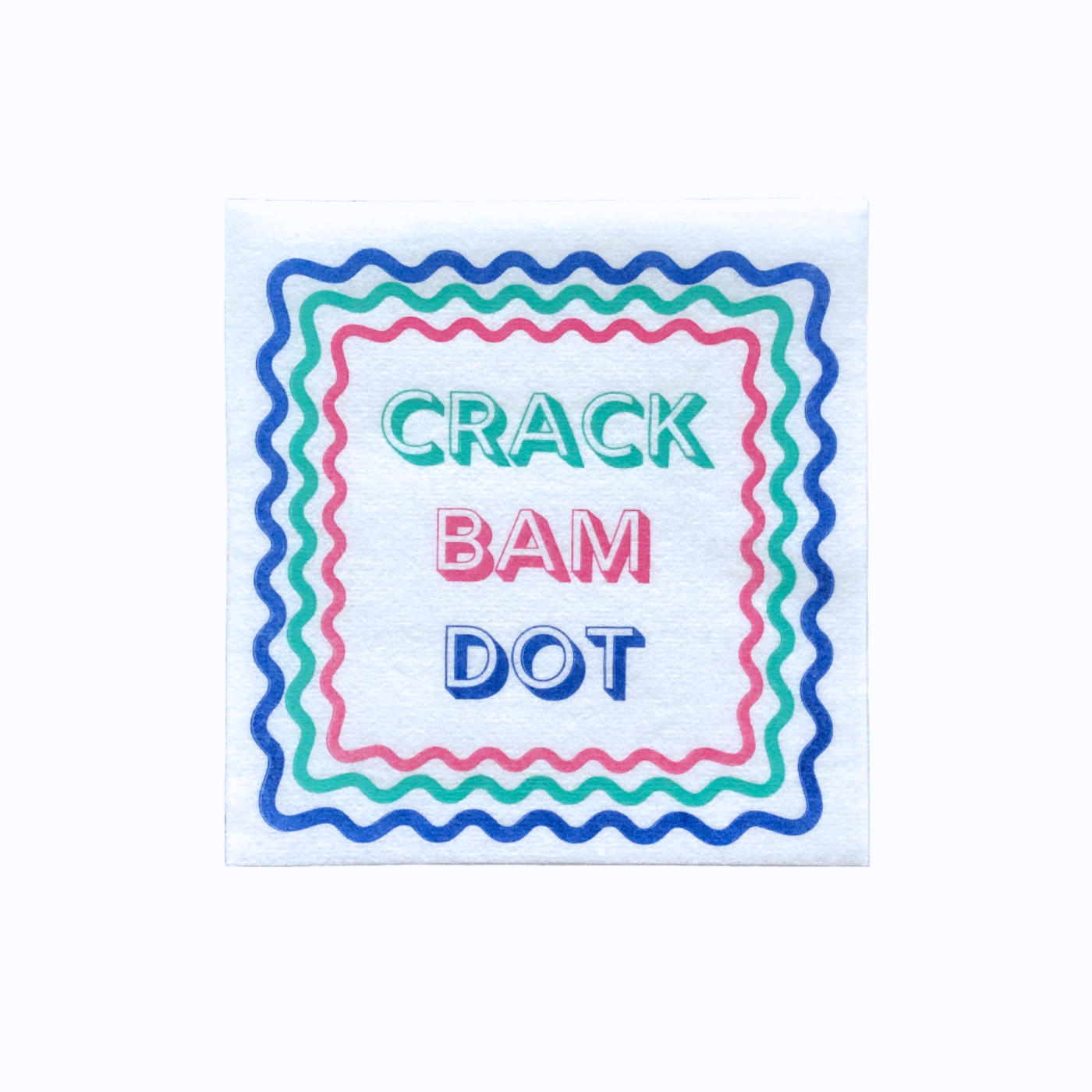 Colorful Unique Mahjong cocktail napkins- set of 50- with pink green and blue words Crack Bam Dot - airlaid technology - luxury eco friendly disposable napkins for Mah Jongg parties tournaments game night or mahjongg gift.