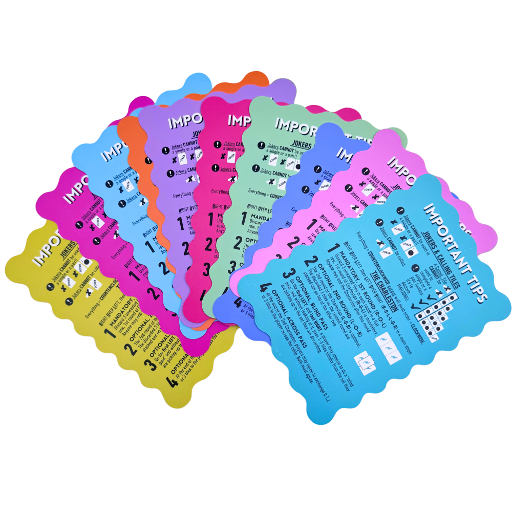 MAHJONG SHUFFLE CARD | Scalloped Edges & Bright Colors | Sized to Store with Mahjong League Cards