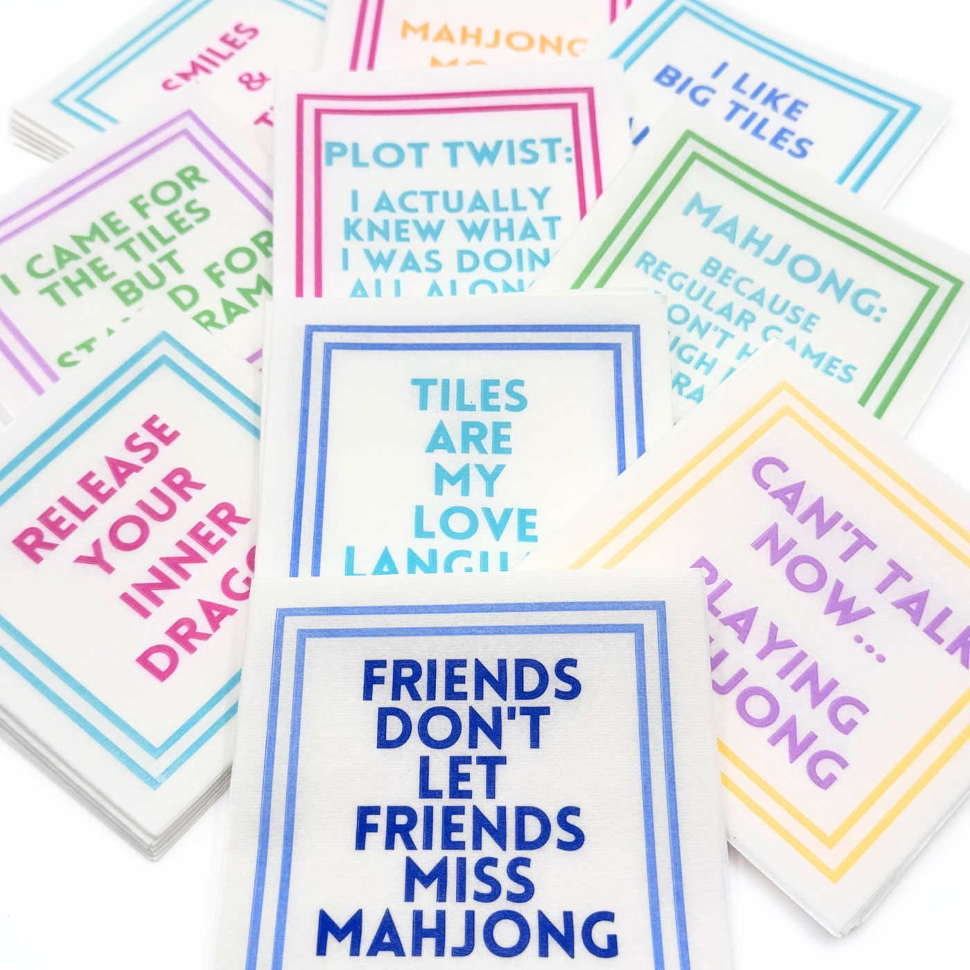 MAHJONG NAPKINS | 5'' x 5'' Luxury, Linen-Feel, Eco-Friendly