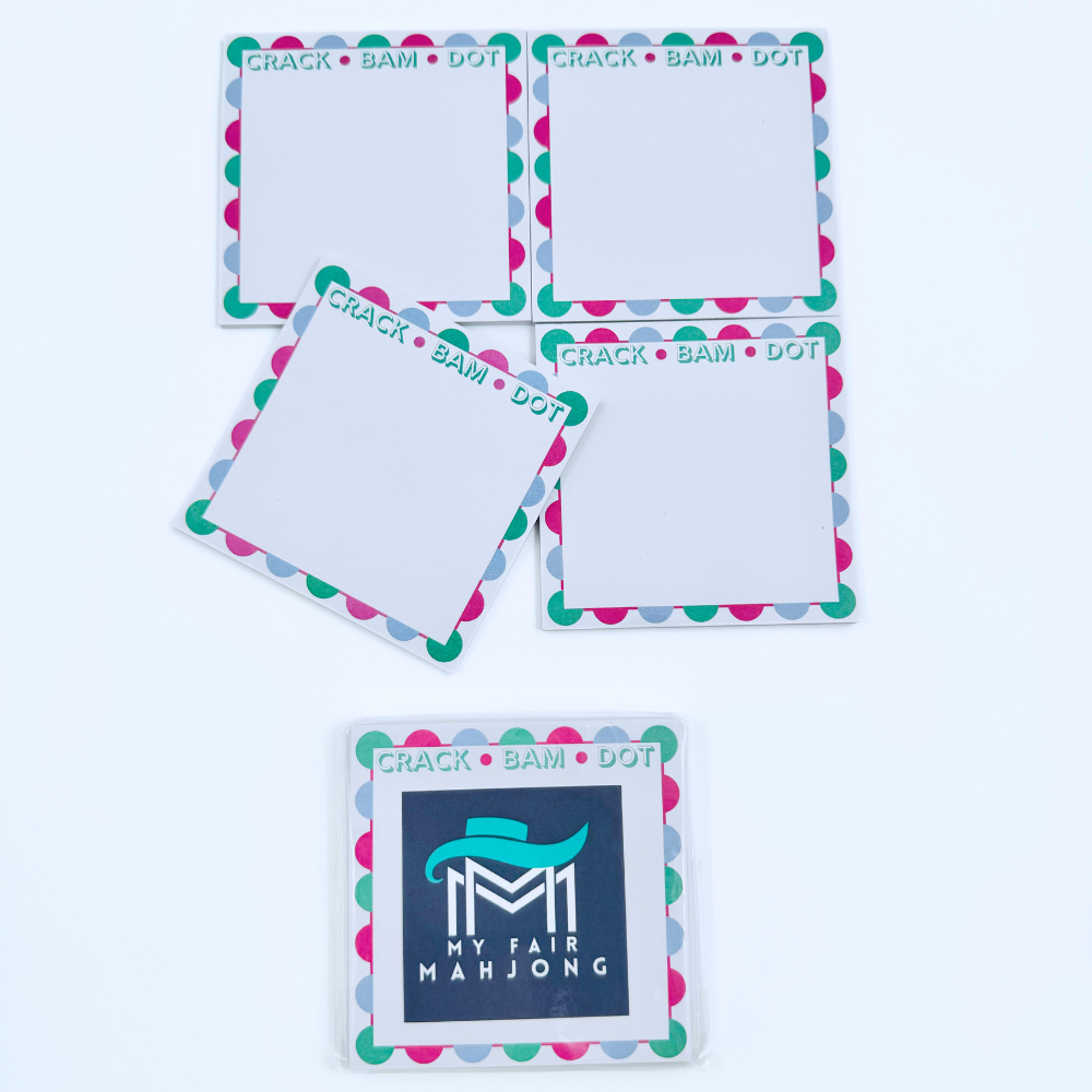 Mahjong Sticky Note Pads (Set of 4) | Gift, Prize or Favor | Game, Party or Tournament