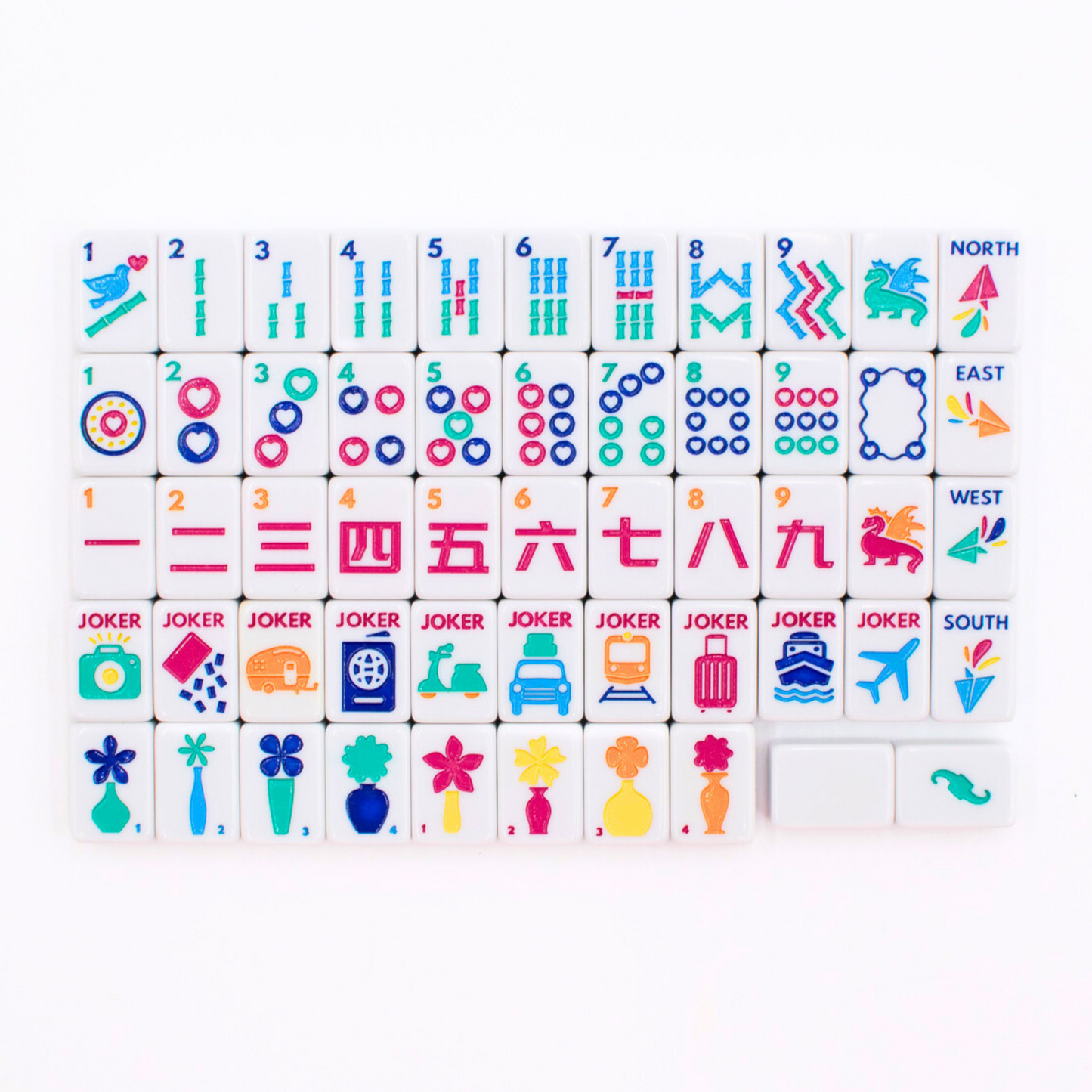 (BACK-ORDER) MINI ANYWHERE SERIES- White | Colorful Tiny Travel Mahjong Set