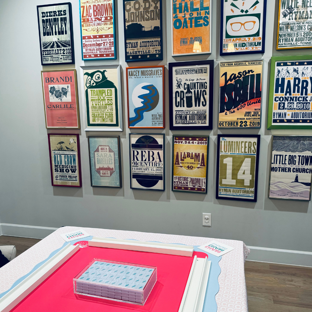 Mahjong Mat with Scalloped Edge in 4 bright color combinations Pink Blue Turquoise Green Orange- Mahjongg Mat Large Standard Tile Sets