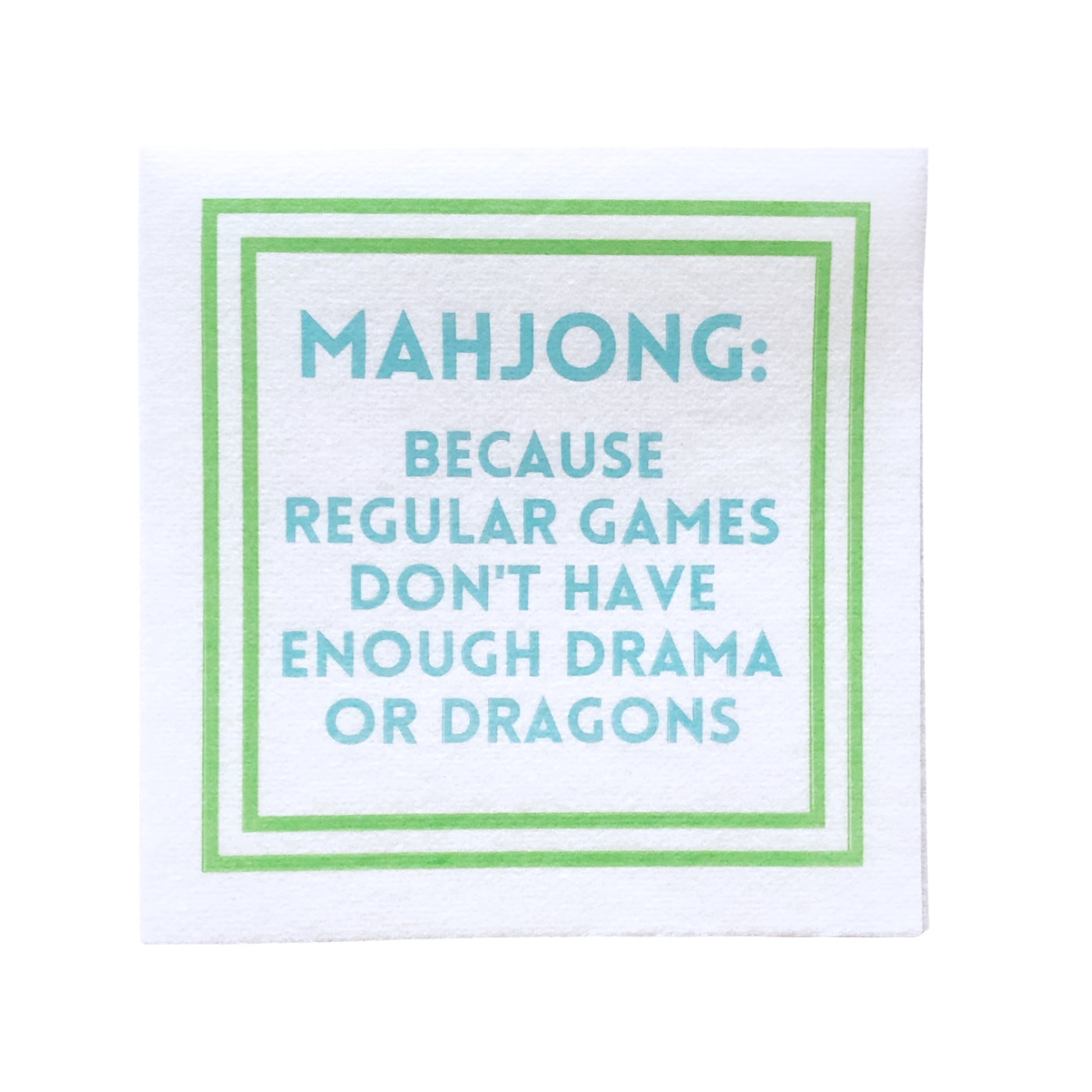 Mahjong Cocktail Napkins | 5'' x 5'' folded Mahjongg Luxury, Linen-Feel, Disposable Drink Napkins| Eco-Friendly, Super Absorbent