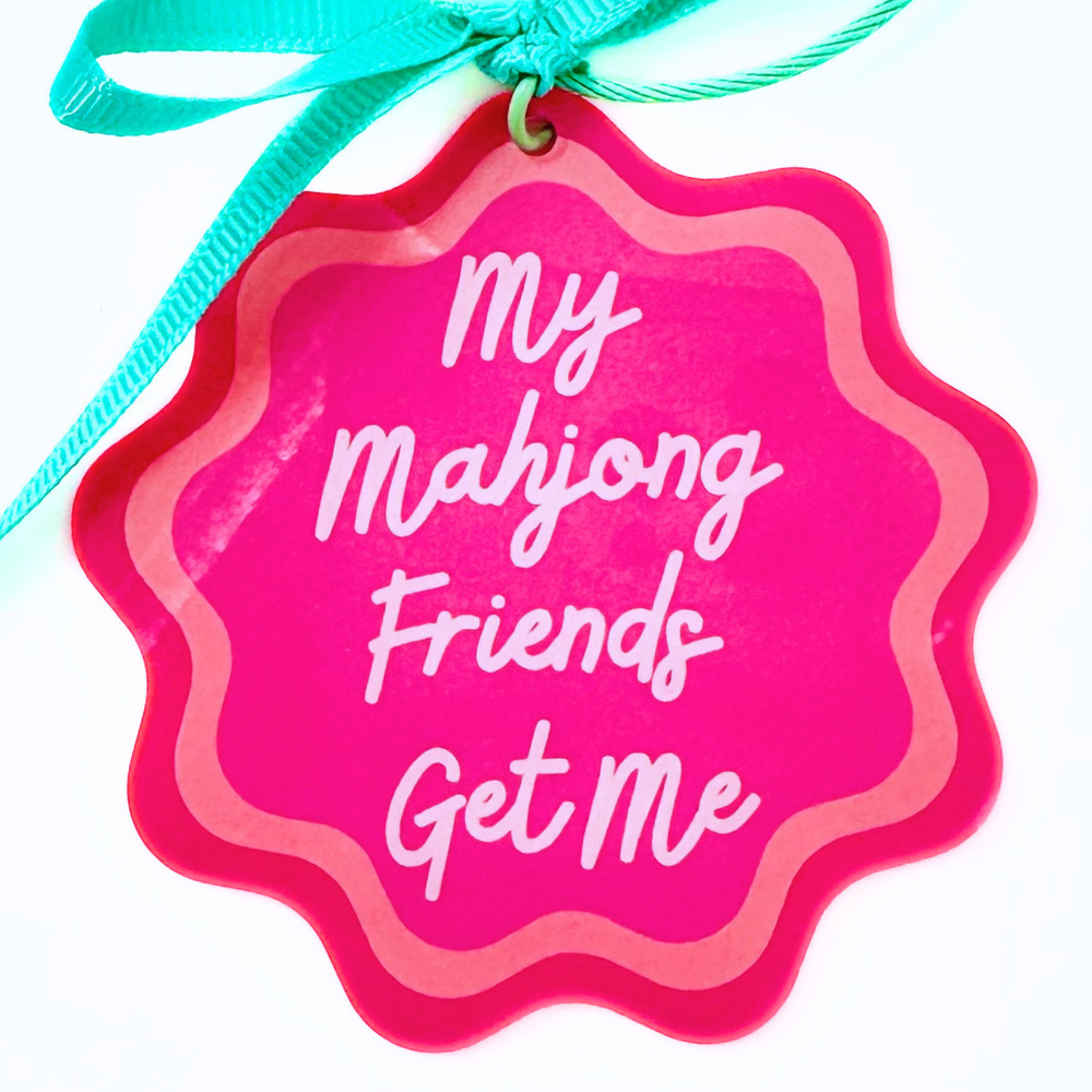 Ornament Keychain Bag Tag Gift Holiday or Mah Jongg Hostess Present Mahjong with Scalloped edges and Bright Colors (2)