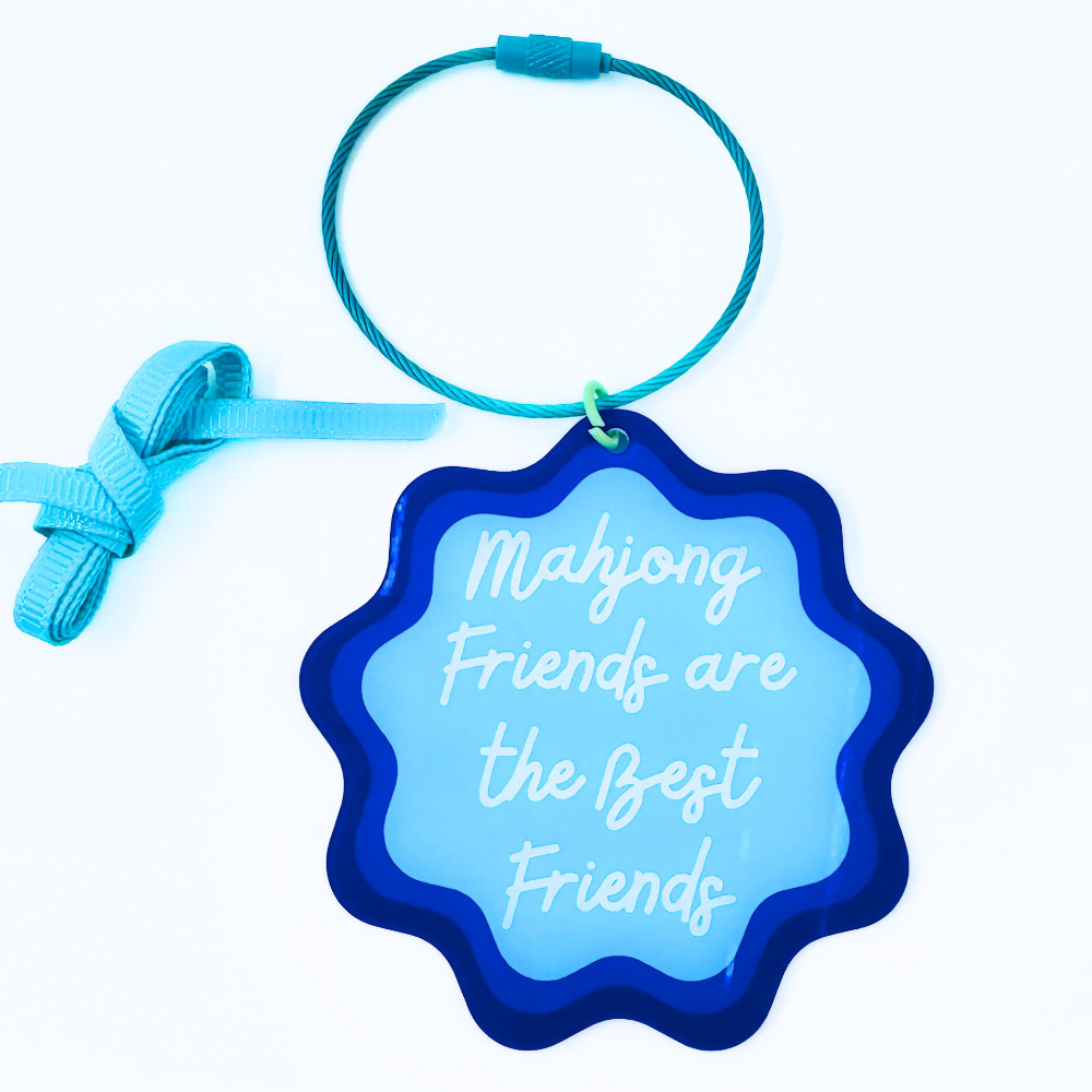 Ornament Keychain Bag Tag Gift Holiday or Mah Jongg Hostess Present Mahjong with Scalloped edges and Bright Colors (2)