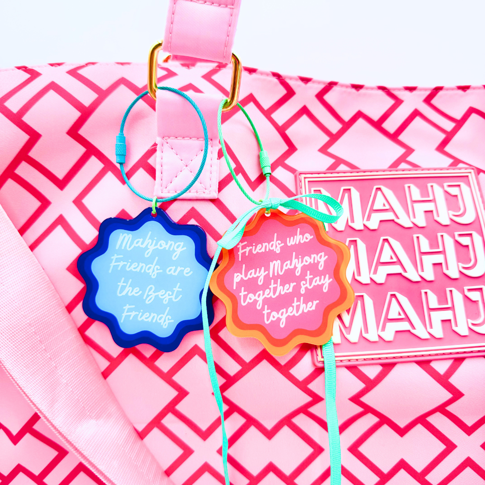 Ornament Keychain Bag Tag Gift Holiday or Mah Jongg Hostess Present Mahjong with Scalloped edges and Bright Colors (2)