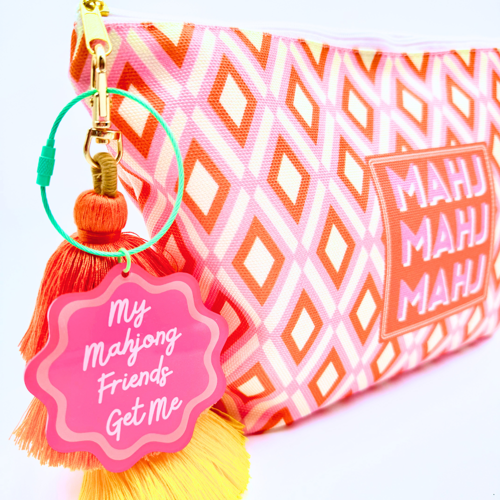 Ornament Keychain Bag Tag Gift Holiday or Mah Jongg Hostess Present Mahjong with Scalloped edges and Bright Colors (2)