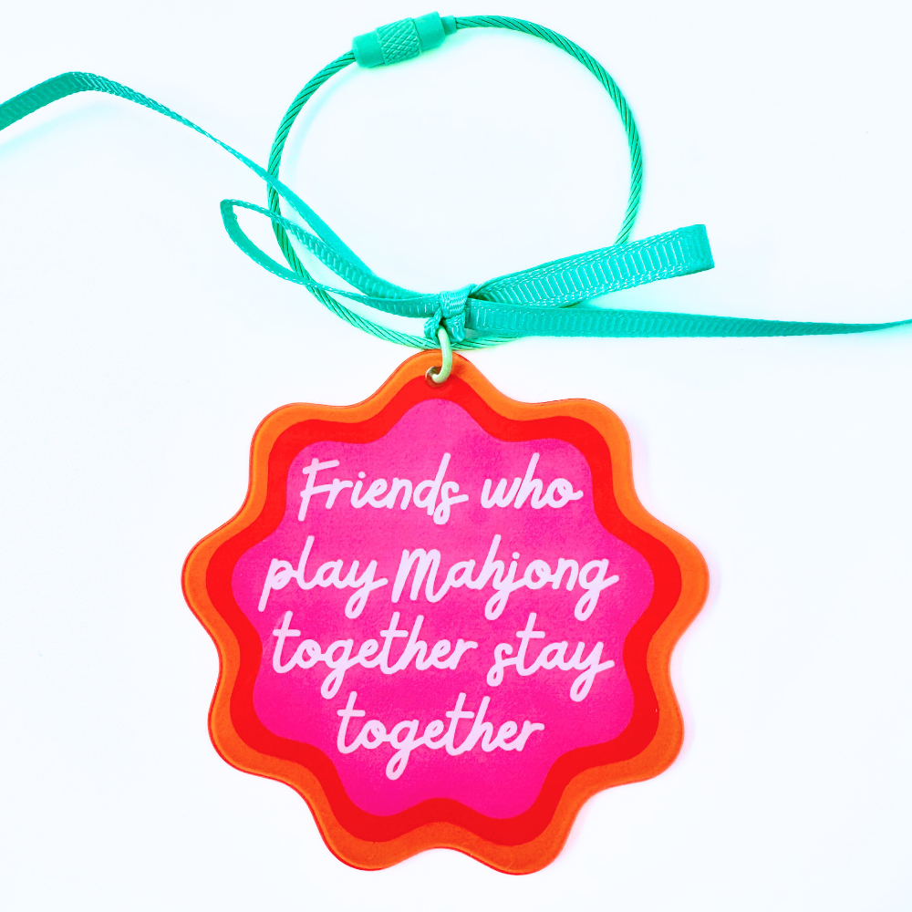 Ornament Keychain Bag Tag Gift Holiday or Mah Jongg Hostess Present Mahjong with Scalloped edges and Bright Colors (2)