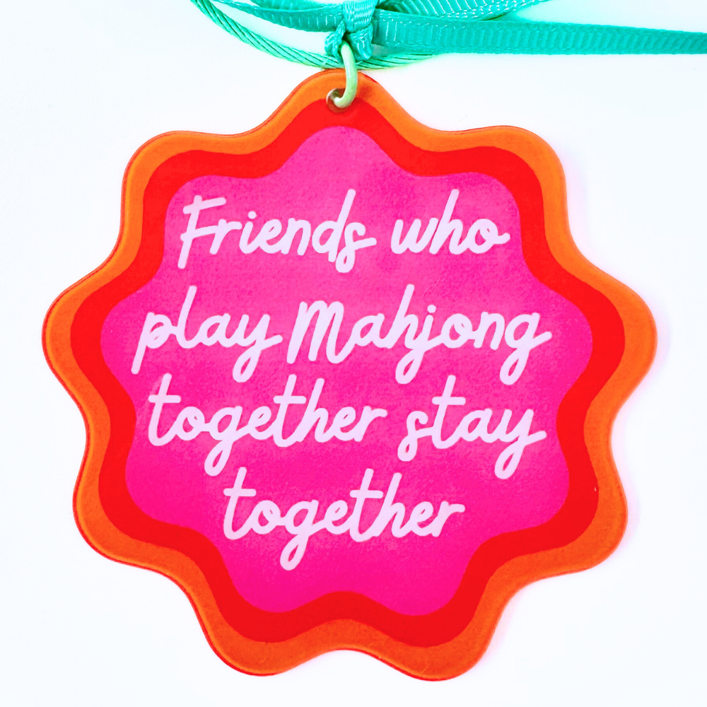 Ornament Keychain Bag Tag Gift Holiday or Mah Jongg Hostess Present Mahjong with Scalloped edges and Bright Colors (2)
