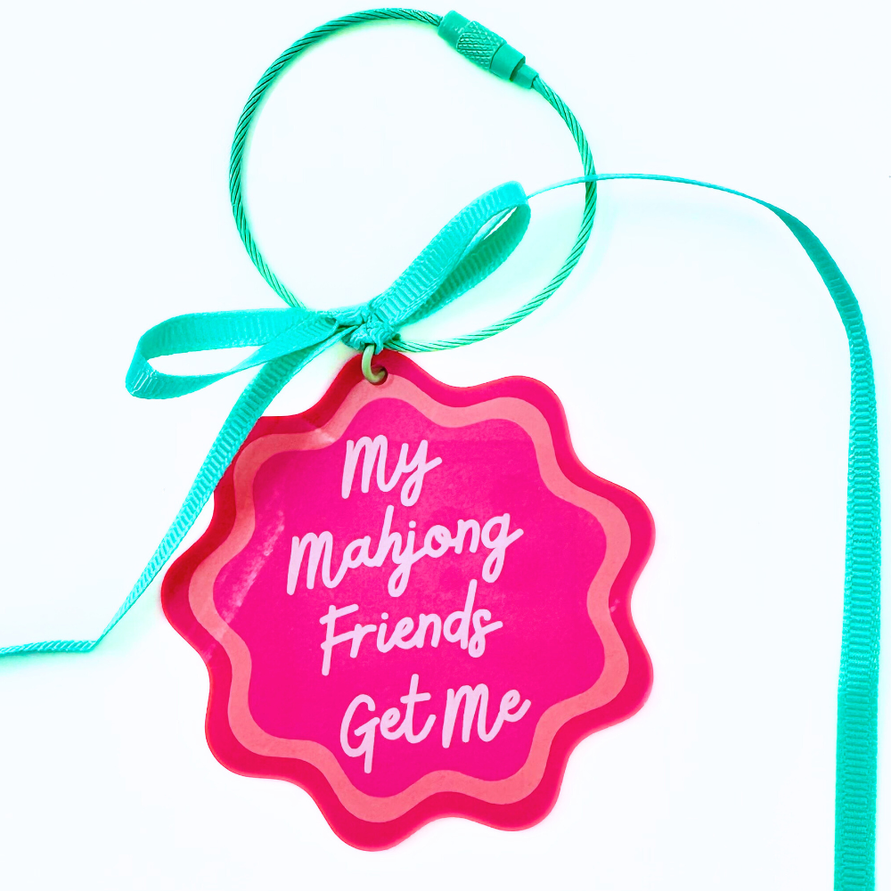 Ornament Keychain Bag Tag Gift Holiday or Mah Jongg Hostess Present Mahjong with Scalloped edges and Bright Colors (2)