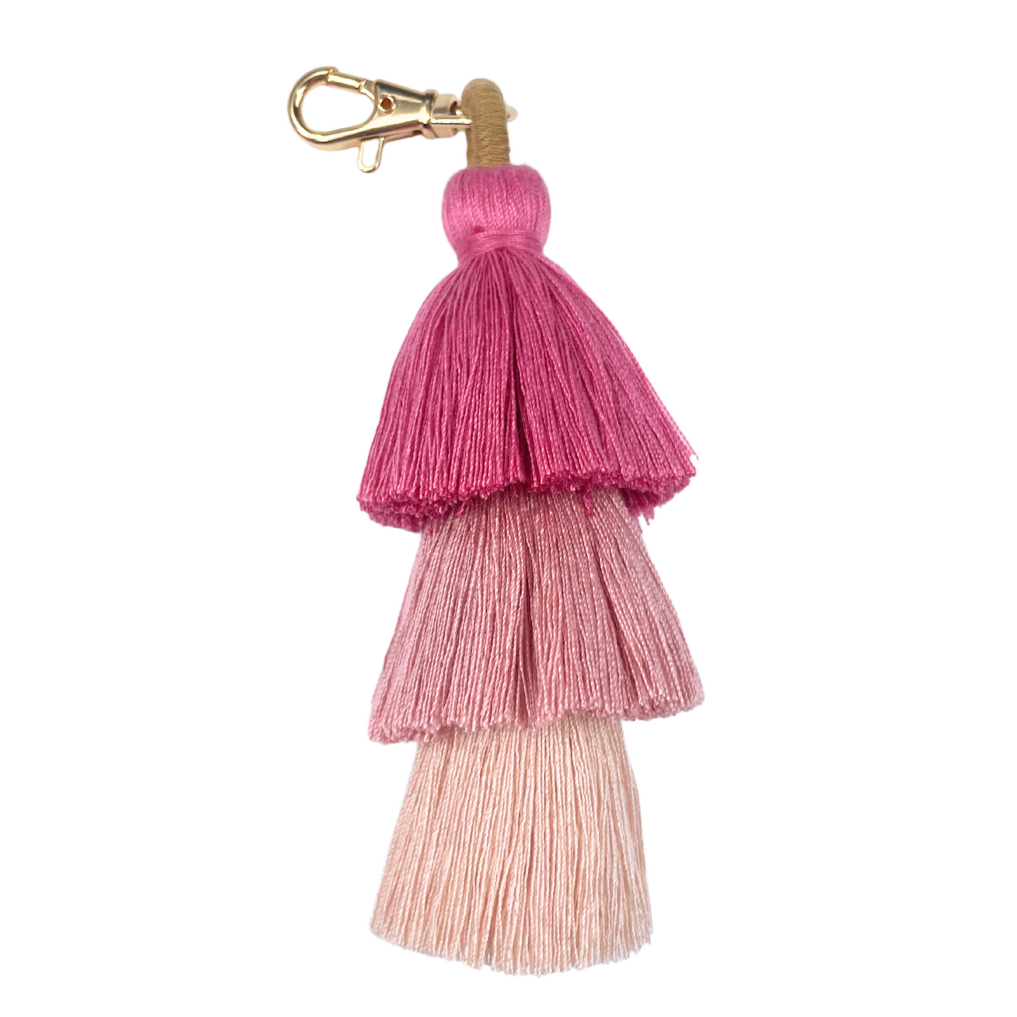 Green and Pink Tile Bag Tassle- Key Chain with Three shades of Green- Aqua, Turquoise, Teal Mahjong g Tile Carrying Bag Accessory