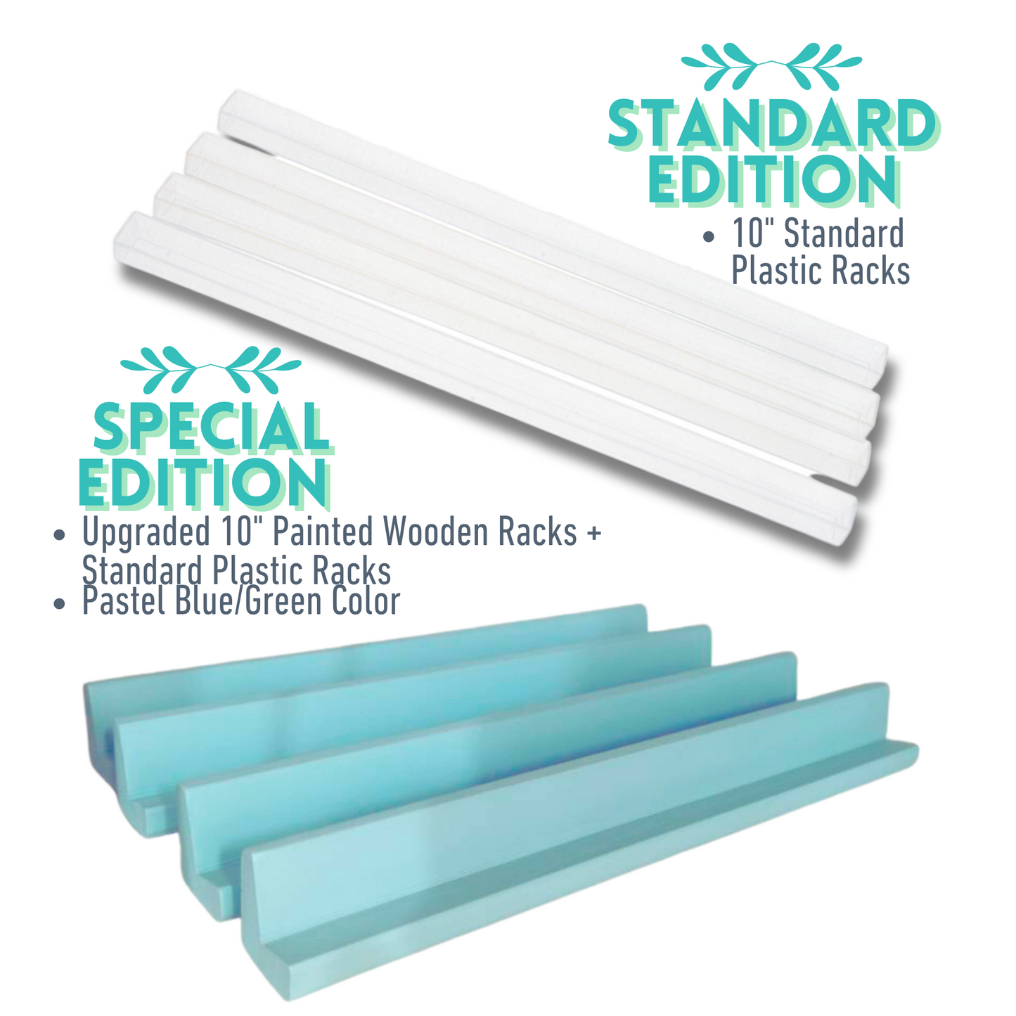 Mini Mahjong Racks (Set of 4, 10" each) | Painted, Wooden | Pastel Blue