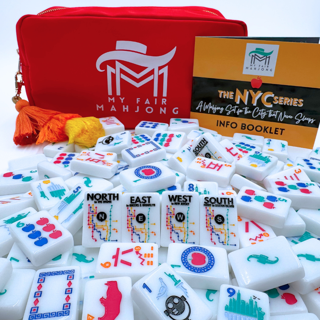NYC New York City Mahjong Mah Jongg Tile Set Modern Bright Colors Liberty Taxi Brooklyn Subway Empire Broadway and More