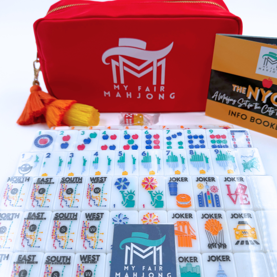 Mahjong NYC New York City Theme Mah Jongg Set with statue of liberty brooklyn bridge taxi central park broadway and more!