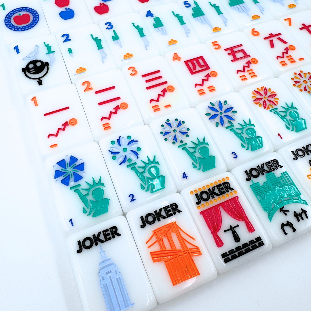 Mahjong NYC New York City Theme Mah Jongg Set with statue of liberty brooklyn bridge taxi central park broadway and more!