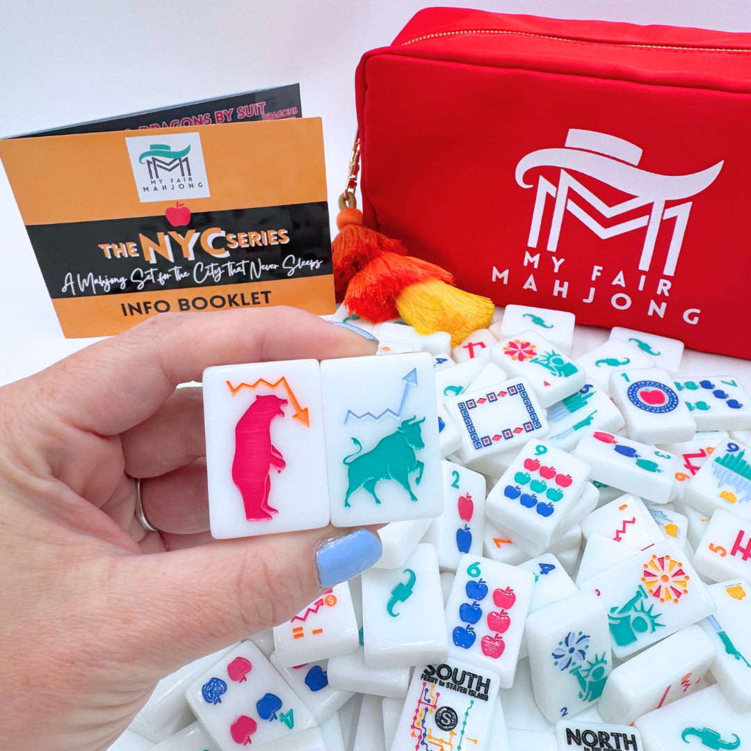 Mahjong NYC New York City Theme Mah Jongg Set with statue of liberty brooklyn bridge taxi central park broadway and more!