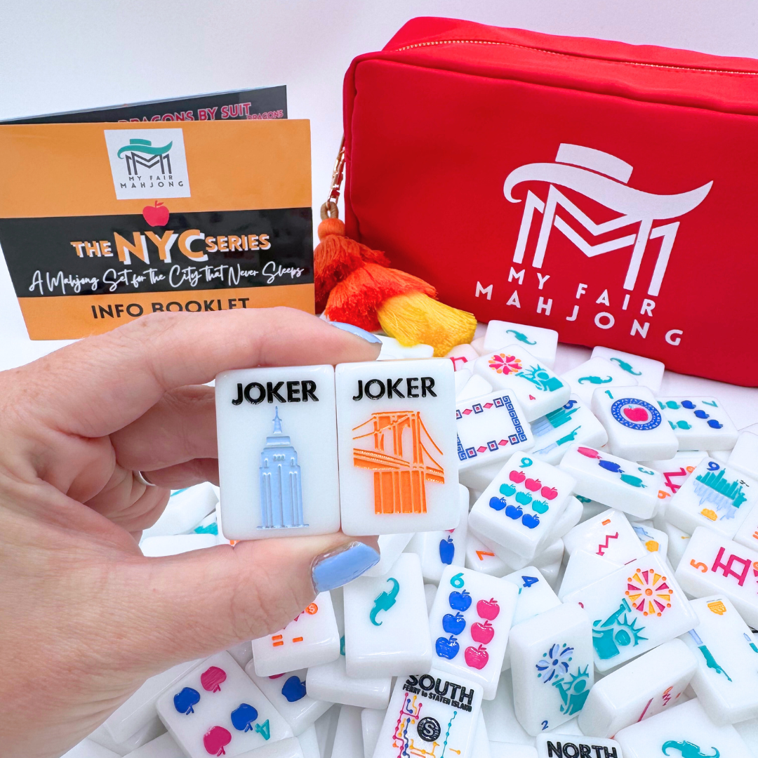 Mahjong NYC New York City Theme Mah Jongg Set with statue of liberty brooklyn bridge taxi central park broadway and more!