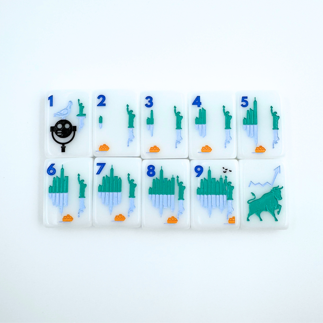 Mahjong NYC New York City Theme Mah Jongg Set with statue of liberty brooklyn bridge taxi central park broadway and more!