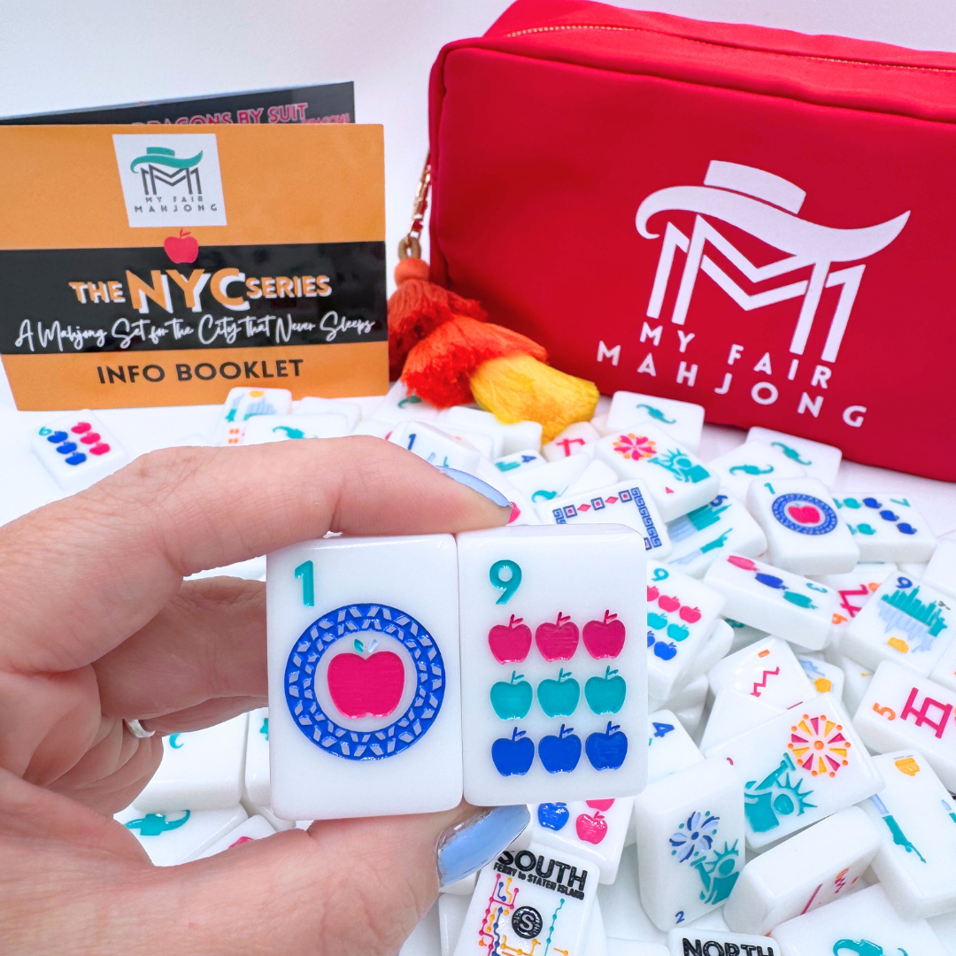 Mahjong NYC New York City Theme Mah Jongg Set with statue of liberty brooklyn bridge taxi central park broadway and more!