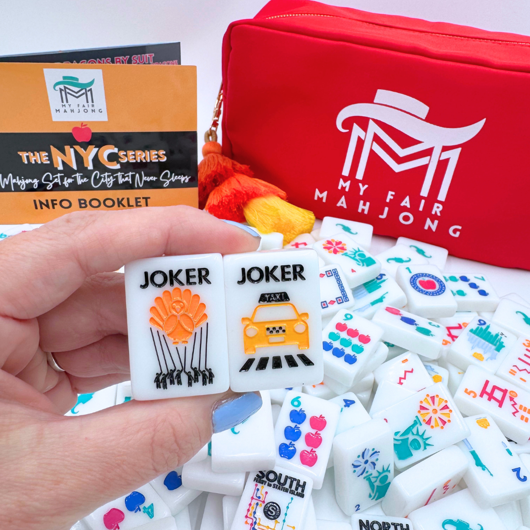 Mahjong NYC New York City Theme Mah Jongg Set with statue of liberty brooklyn bridge taxi central park broadway and more!