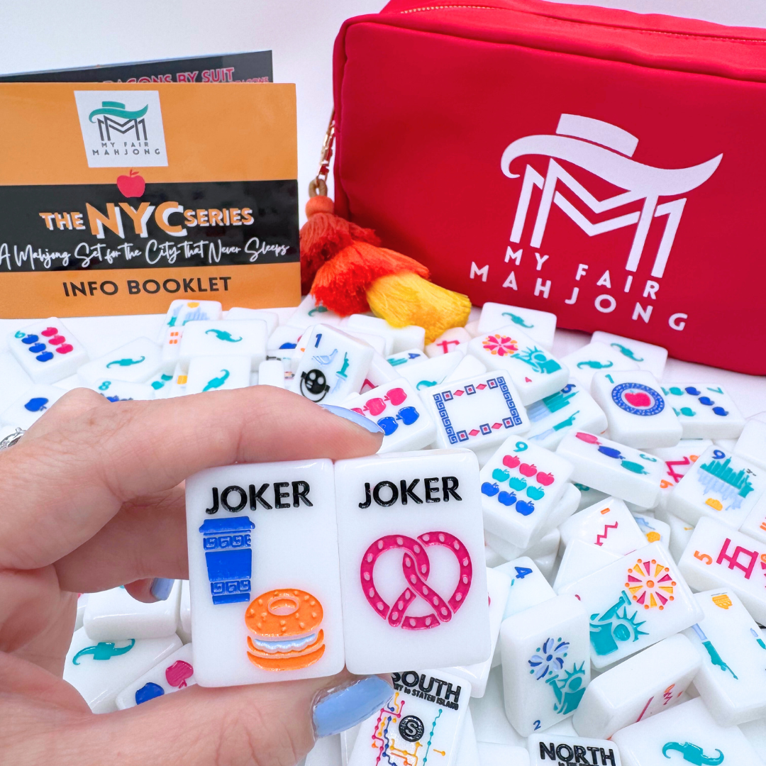 Mahjong NYC New York City Theme Mah Jongg Set with statue of liberty brooklyn bridge taxi central park broadway and more!