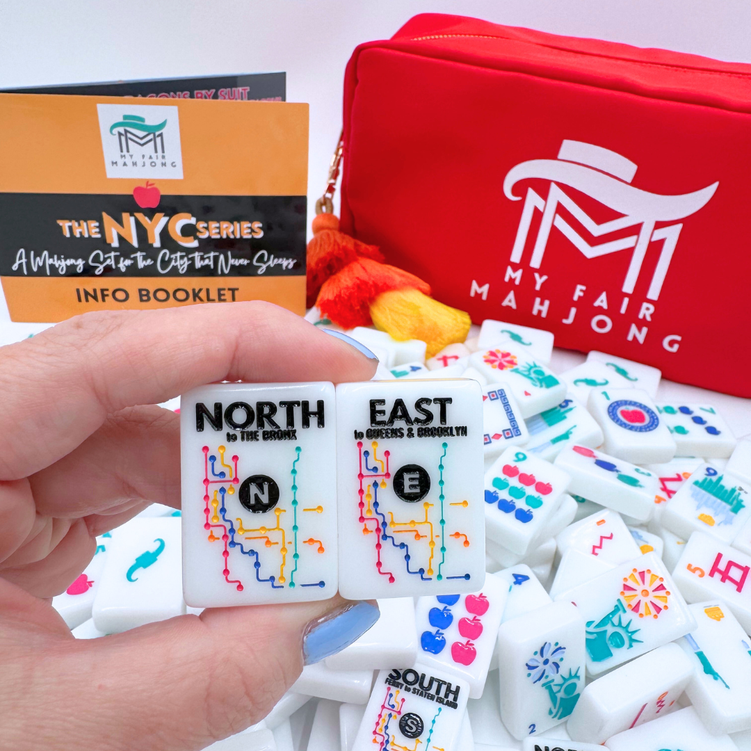 Mahjong NYC New York City Theme Mah Jongg Set with statue of liberty brooklyn bridge taxi central park broadway and more!