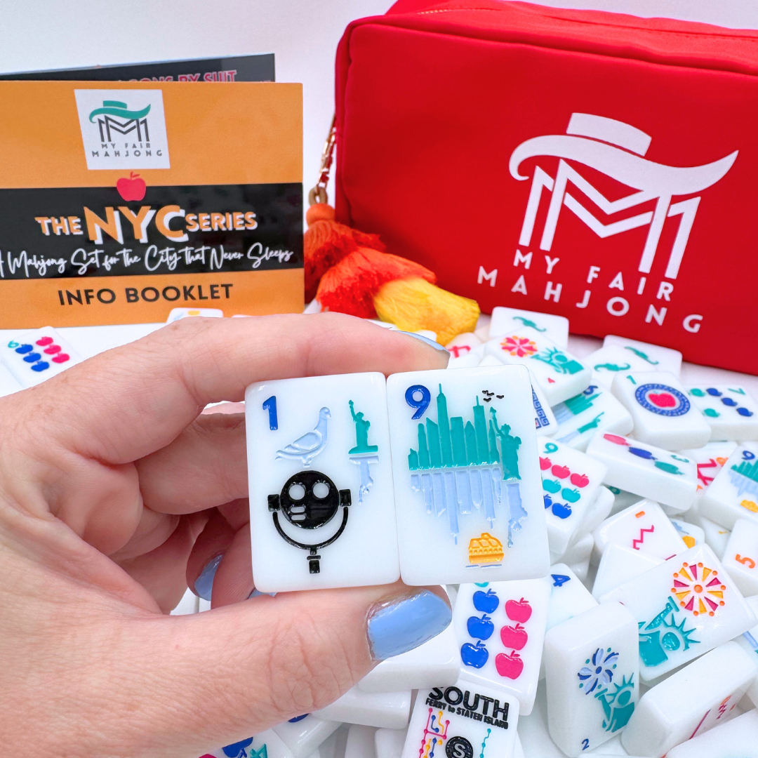 Mahjong NYC New York City Theme Mah Jongg Set with statue of liberty brooklyn bridge taxi central park broadway and more!