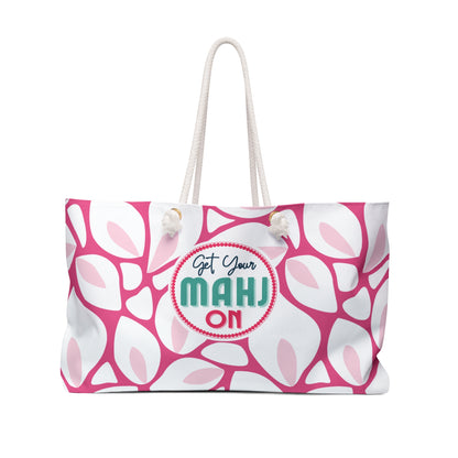 Mahjong Tote Bag- Oversize Pink Bag to Hold All Your Mahjongg Tiles, Racks, Cards, Accessories and More! Great Mah Jongg Gift Idea.
