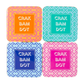 Mahjong Coasters, 4 Set  | Gift or Prize | Green, Pink, Blue, Orange