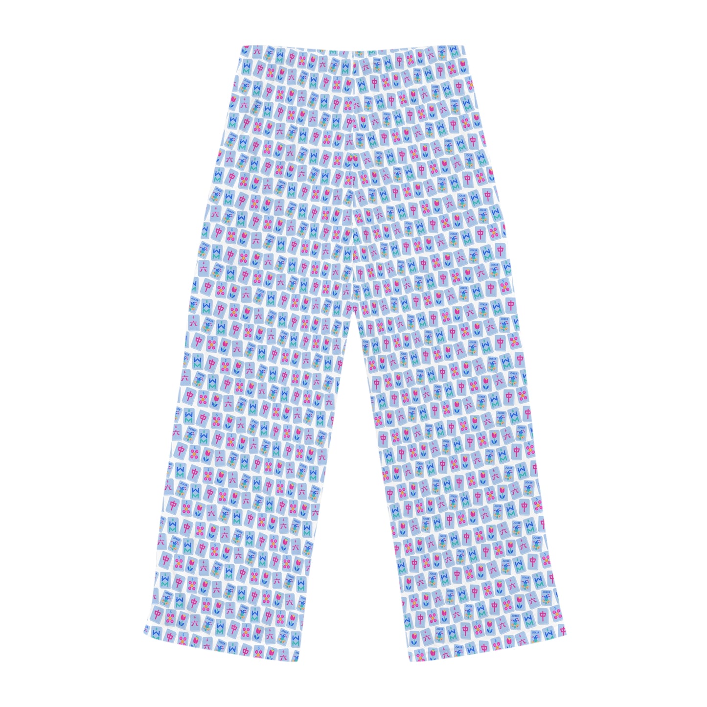 Mahjong Pattern Pajama Pants | Colorful Tiles on Relaxed Fit Sleepwear | Great Gift for Mahjong Players