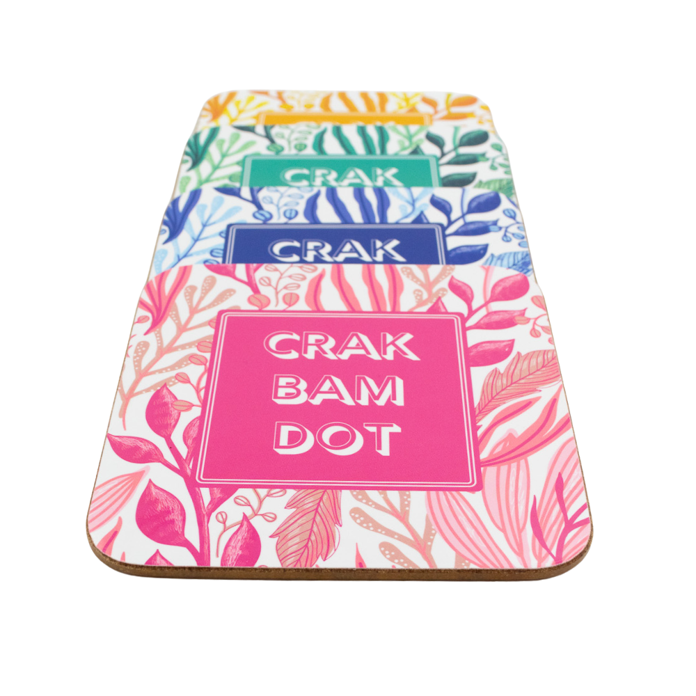 Mahjong Coasters, Set of 4  | Gift or Prize | Green, Pink, Blue, Yellow