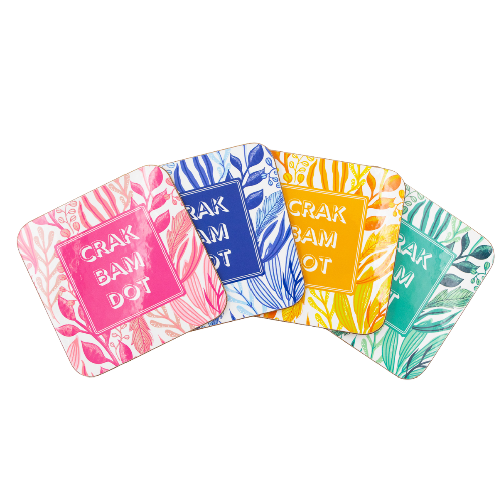 Mahjong Coasters, Set of 4  | Gift or Prize | Green, Pink, Blue, Yellow