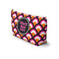 Mahjong Tile & Accessory Bag (T-bottom). Unique Colorful Mahjongg Accessory Pouch Large Enough for Tile Sets. Pink and Orange Pattern.