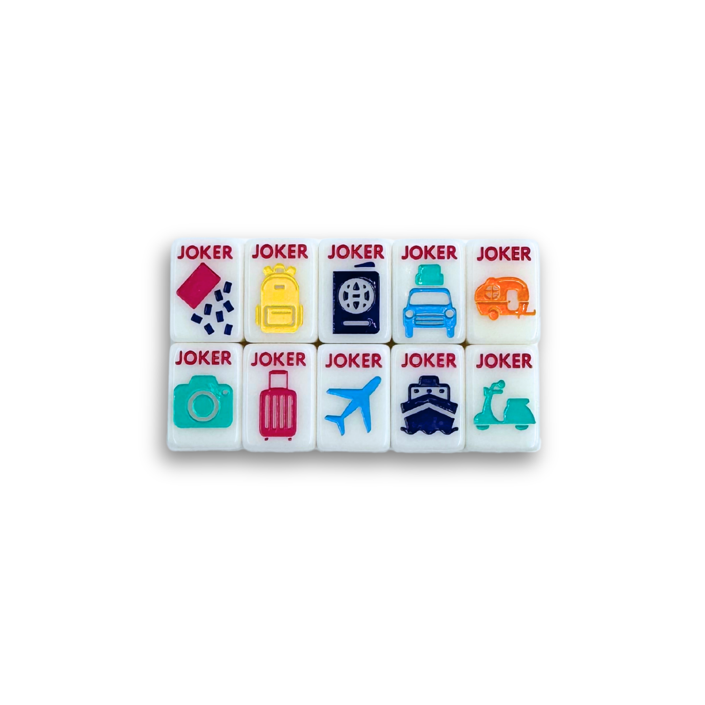 Mini Anywhere Series Mahjong Tiles for Travel MahJongg with Blue Bag Pink Box Green Tassel modern Tiny Tile set