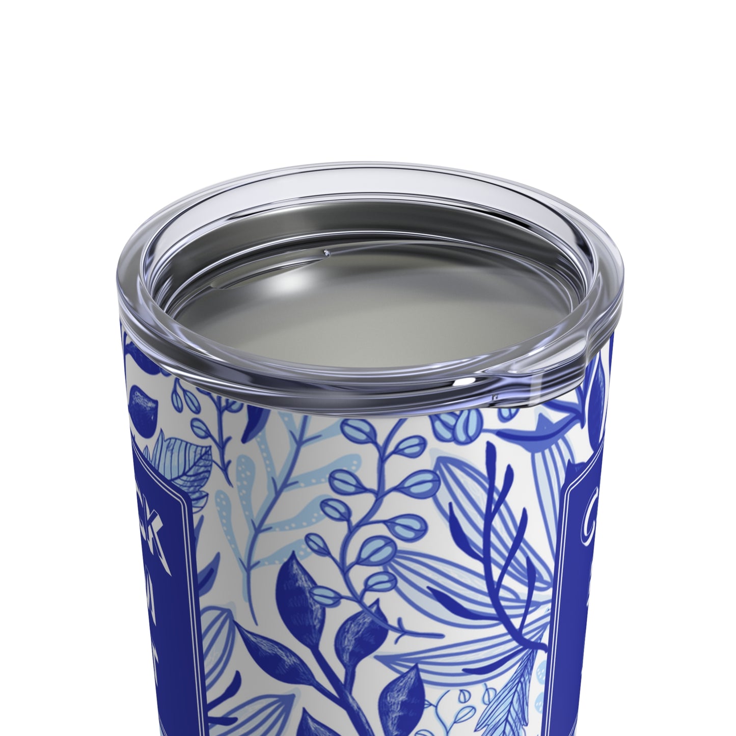 Mahjong Tumbler, Blue (10oz, Nature Pattern)-Perfect MAHJ gift! Every Mahjongg game needs a beverage, and Crack, Bam, Dot- this is it!