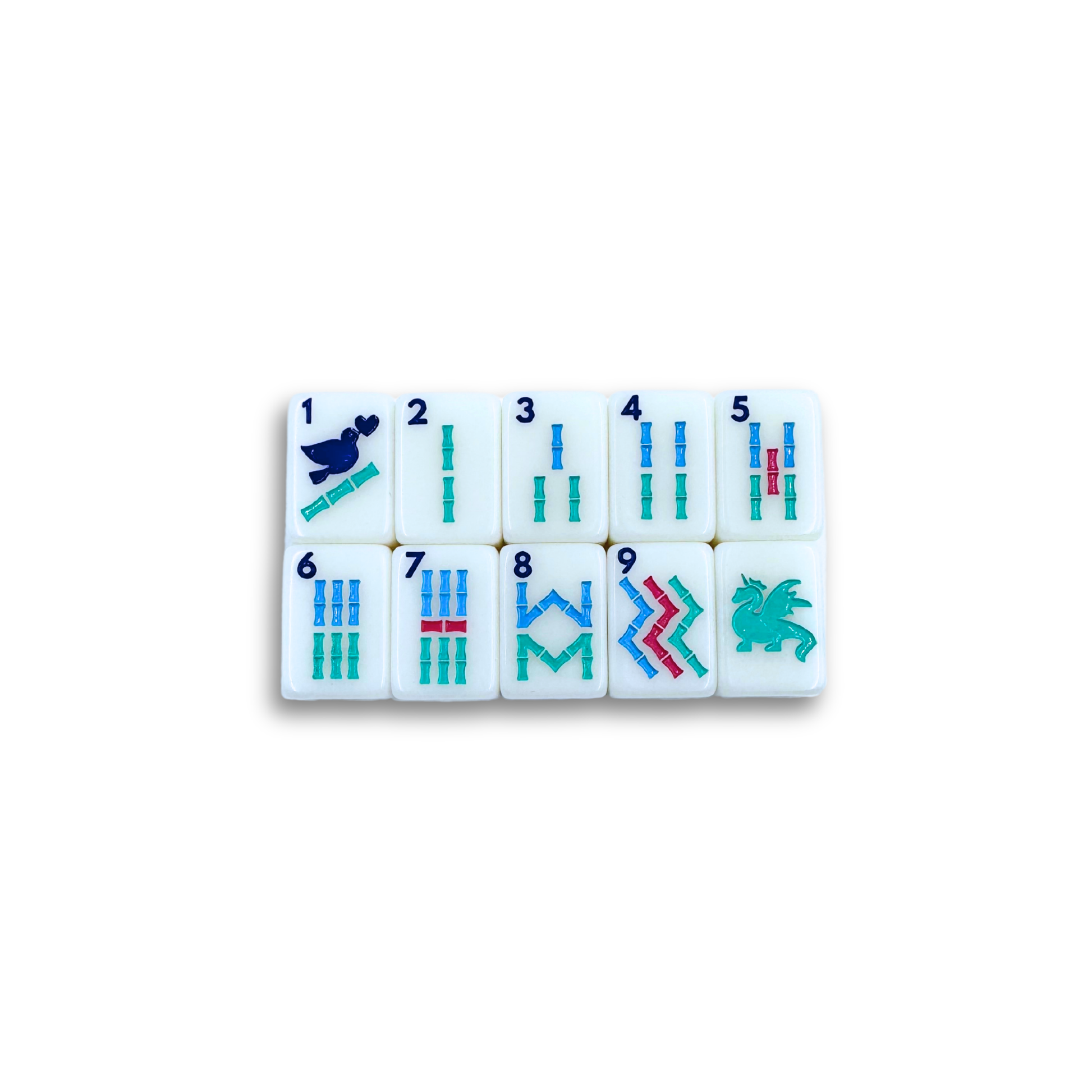 Mini Anywhere Series Mahjong Tiles for Travel MahJongg with Blue Bag Pink Box Green Tassel modern Tiny Tile set