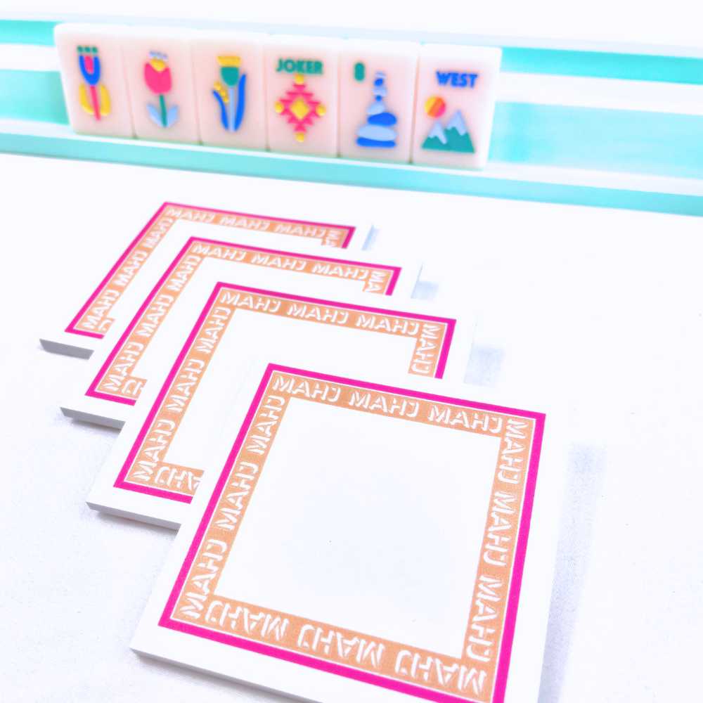 Mahjong Sticky Note Pads (Set of 4, 2 in each design) | Gift, Prize or Favor | Game, Party or Tournament