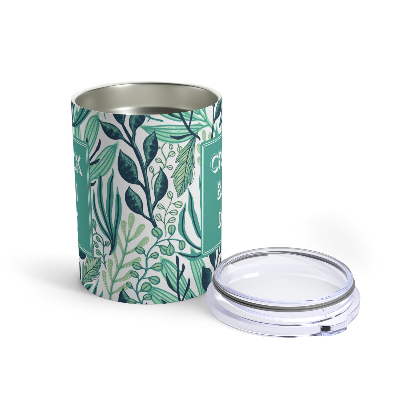 Mahjong Tumbler, Green (10oz, Nature Pattern)- Perfect MAHJ gift! Every Mahjongg game needs a beverage, and Crack, Bam, Dot- this is it!