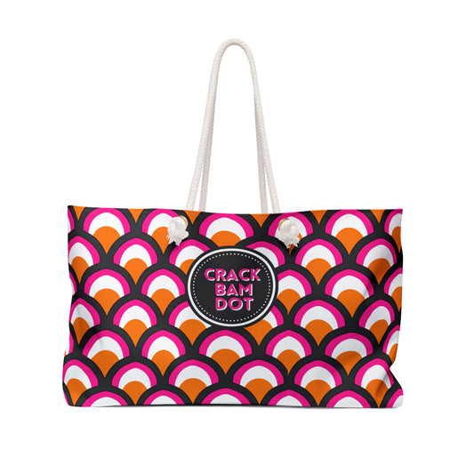 Mahjong Tote Bag. Oversize Carrying Bag to Hold Your Mahjongg Tiles, Mah Jongg Accessories and More. Pink & Orange Scale Pattern
