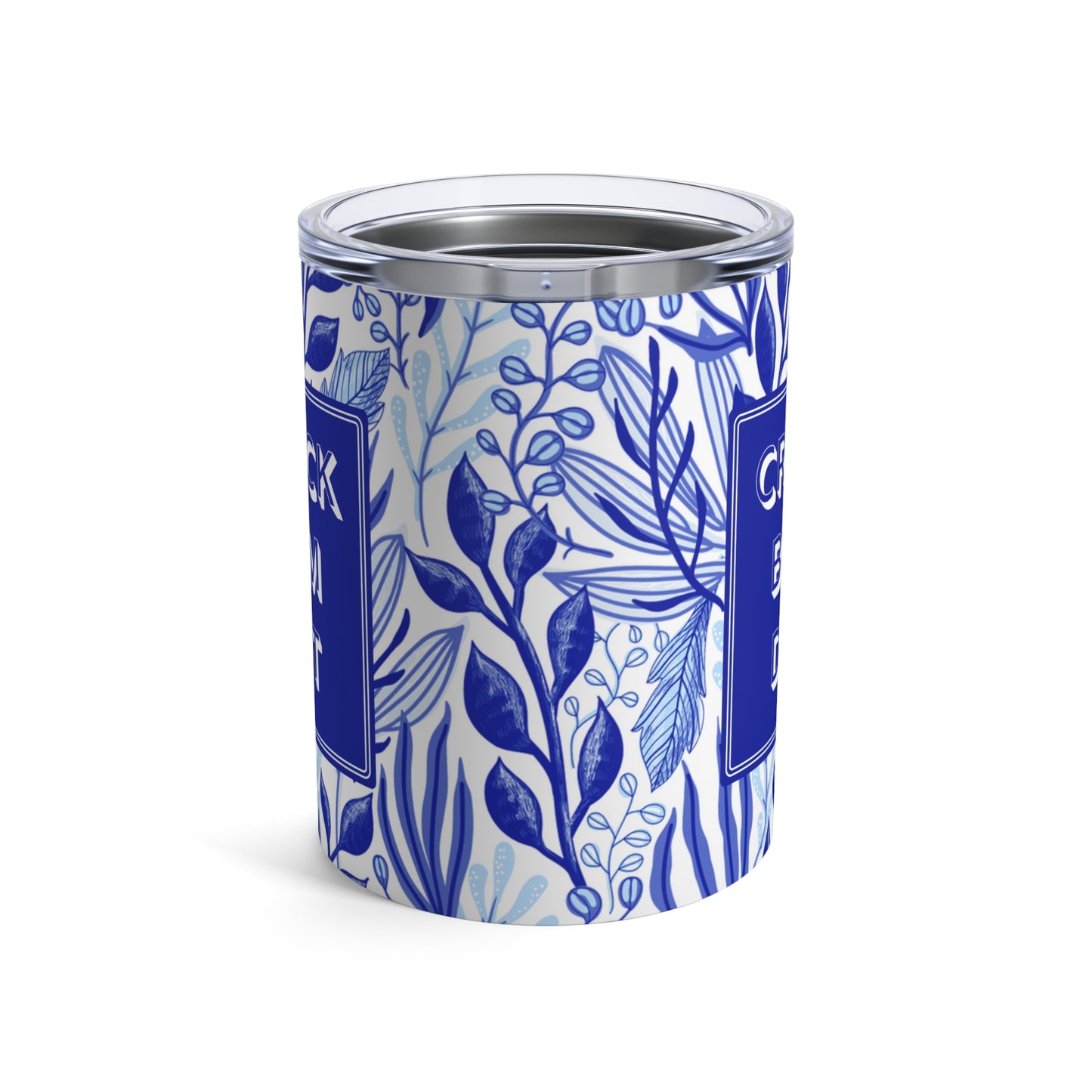Mahjong Tumbler, Blue (10oz, Nature Pattern)-Perfect MAHJ gift! Every Mahjongg game needs a beverage, and Crack, Bam, Dot- this is it!