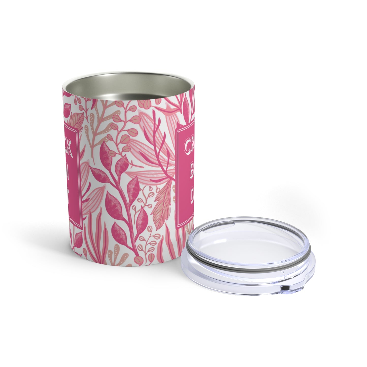 Mahjong Tumbler, Pink (10oz, Nature Pattern)- Perfect MAHJ gift! Every Mahjongg game needs a beverage, and Crack, Bam, Dot- this is it!